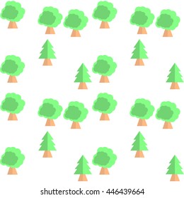 Cute seamless pattern with trees