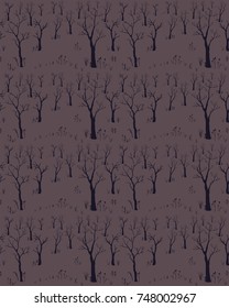 Cute Seamless Pattern with trees. Vector Illustration
