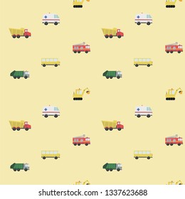 Cute seamless pattern trucks illustration