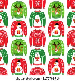 Cute seamless pattern for Ugly Sweater Christmas Party for your decoration