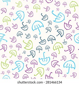Cute seamless pattern with umbrellas