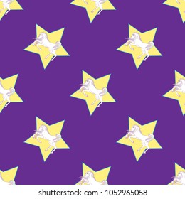Cute seamless pattern with unicorn and star. Vector illustration 