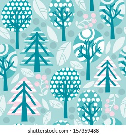 Cute seamless pattern with various trees.
