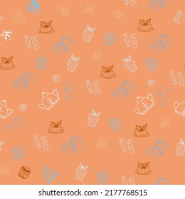 Cute seamless pattern with vector christmas illustrations. Cute vector hand drawn elements: gifts, delicious cakes, tea, confetti. Nice illustration for wrapping paper.