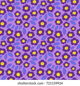 Cute seamless pattern with a violets on a violet background