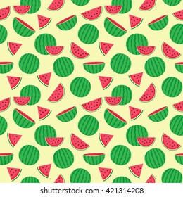 Cute seamless pattern with watermelons