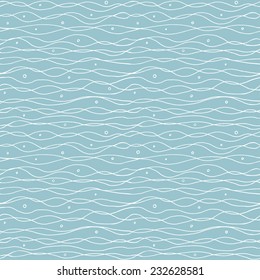 Cute seamless pattern of wavy lines  and dots hand drawn