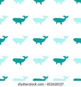 cute seamless pattern whale manual marine outline drawing