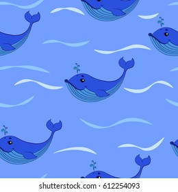 Cute seamless pattern with whales