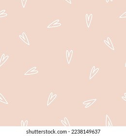 Patrón impecable con corazones blancos sobre fondo rosado estilo escandinavo para tela infantil, textil, vivero, papel pintado