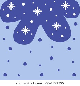 Patrón sin foco, copos de nieve blancos derritiendo hielo en papel de pared de luz azul con punto Polka. Diseño para papel pintado, fondo, papel de envoltura, regalo de papel, interior. Tema de Navidad. Dibujo. Vector.
