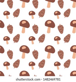  
Cute seamless pattern with wild mushrooms for printing on fabric and paper.