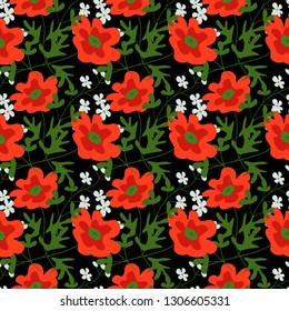 cute seamless pattern with wildflowers for printing on fabric and paper