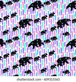 Cute seamless pattern with winter polar bear. Mother and her child. Cute children pattern. Perfect for background paper or textiles.