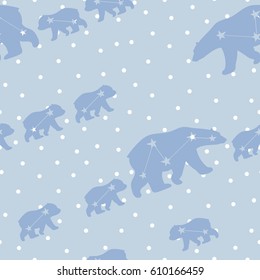 Cute seamless pattern with winter polar bear. Mother and her child. Cute children pattern. Perfect for background paper or textiles.
