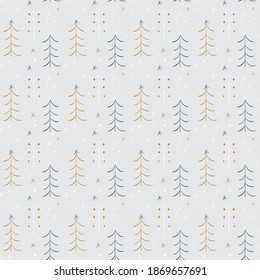 Cute seamless pattern in winter and snow theme. Can use for print, template, fabric, presentation, textile, banner, poster, wallpaper