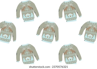 cute seamless pattern with winter ugly sweater