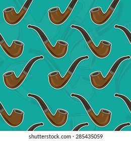 cute seamless pattern wooden smoking pipe vector illustration