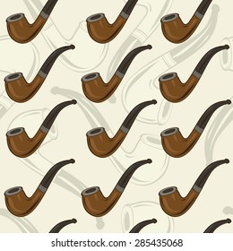 cute seamless pattern wooden smoking pipe vector illustration