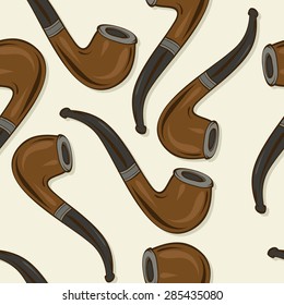 cute seamless pattern wooden smoking pipe vector illustration