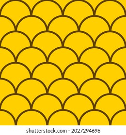Patrón perfecto con círculos amarillos. Fondo geométrico abstracto. Ilustración de estilo de contorno plano.