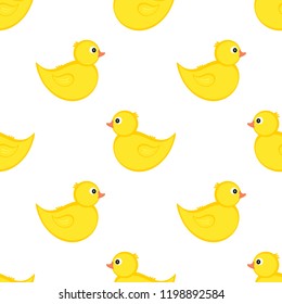 Cute Seamless Pattern Yellow Ducks On Stock Vector (Royalty Free ...