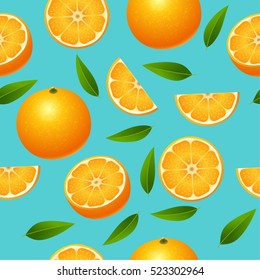Cute seamless pattern with yellow lemon slices. Vector illustration