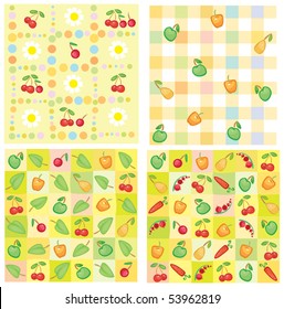 Cute seamless patterns of berries and fruts for your design.