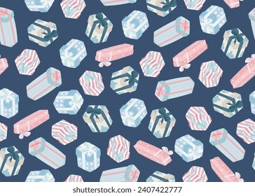 Cute seamless patterns with gift boxes.