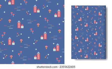 Cute seamless patterns, hand-drawn style used for fabric, textile, print, background and decorative wallpaper