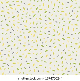 Cute Seamless Patterns with Illumination Yellow and Ultimate Gray Abstract Dots on vanilla background. Childish Dotted Print for Design, Fabric, Textile, Card, Layout, Wrapping paper. Vector