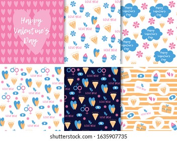 Cute seamless patterns for Valentine s day design