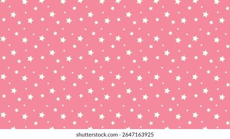 Cute seamless pink star pattern background. Adorable celestial vector for baby girl nursery, kids room decor, fabric, wrapping paper, scrapbooking, or girly-themed design projects.
