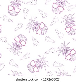 Cute seamless print with pineapples