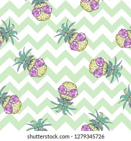 Cute seamless print with pineapples