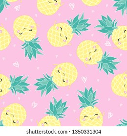 Cute seamless print with pineapples