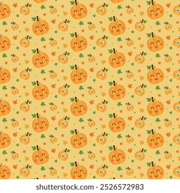 cute seamless pumpkin pattern. backdrop for wrapping paper, fabric, and textiles. vector illustration