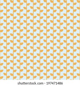 cute seamless retro pattern with a gold long branches with leaves on a blue background. vector illustration 