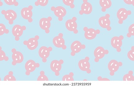  cute seamless romantic teddy bear pattern with sky blue background