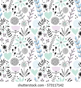 Cute seamless romantic vector floral pattern