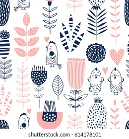 Cute seamless romantic vector floral pattern