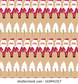 Cute seamless santa with tree