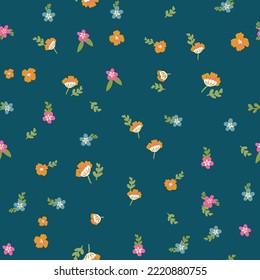 Geruchlos, nahtlos, verstreut, grau, bedruckt, blumengeschmückt, unterhaltsam, Muster, bunte Doodle-Blumen, handgezeichnet