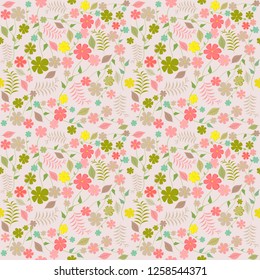 cute seamless spring floral pattern pink tone background vector illustration  