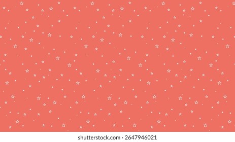 Cute seamless star outline pattern on coral background. Minimal celestial vector for kids fabric, nursery wallpaper, baby shower design, wrapping paper, scrapbook, or digital background.