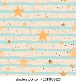 Cute Seamless Star Pattern. Great for backgrounds, backdrops, cars, postcards, invitations, headers, brochures, posters,wall art, flyer, etc. Vector Illustration.