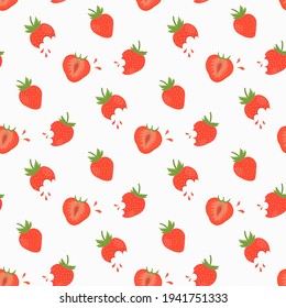 Cute seamless strawberry pattern. Fruit design, vector illustration.