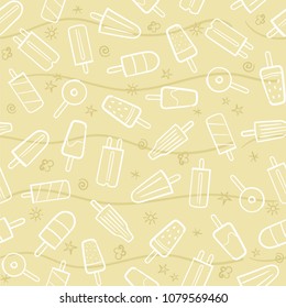Cute seamless summer pattern with variety fruit ice cream background hand-drawn illustration seamless pattern background vector format