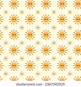 cute seamless sun pattern wallpaper background design vector illustration by shabrina iqlil