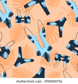 Cute seamless swimwear pattern. Vector illustration.